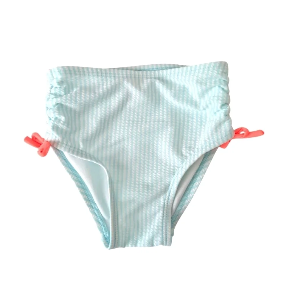Cat & Jack Girls 2 Piece Swimsuit Light Blue And White Pattern SZ 3T